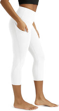 ODODOS Women's High Waisted Yoga Capris with Pockets, Tummy Control Non See Through Workout Athletic Running Capri Leggings