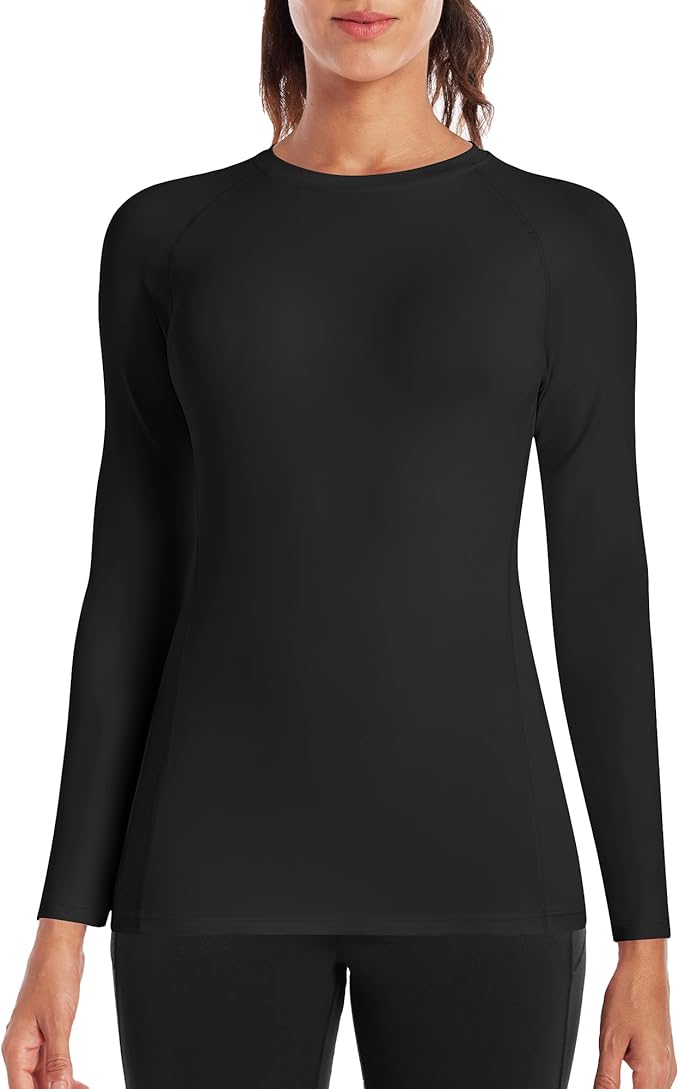 Runhit Women's Long Sleeve Compression Shirt Workout Tops Athletic Base Layer Gym Yoga Running Sports Gear Quick Dry UPF 50+
