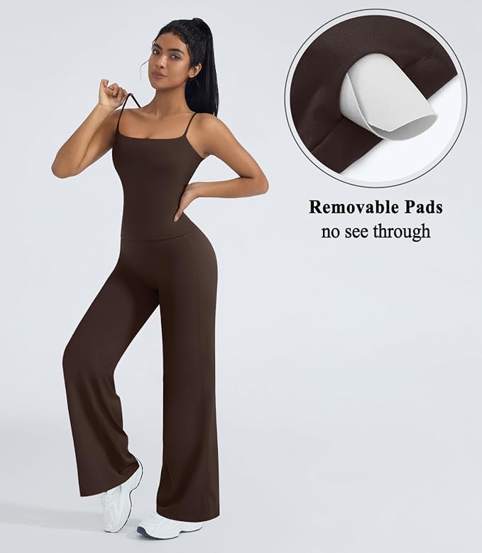 OMKAGI Workout Sets for Women Padded Tank Tops Matching Straight Leg Yoga Outfits