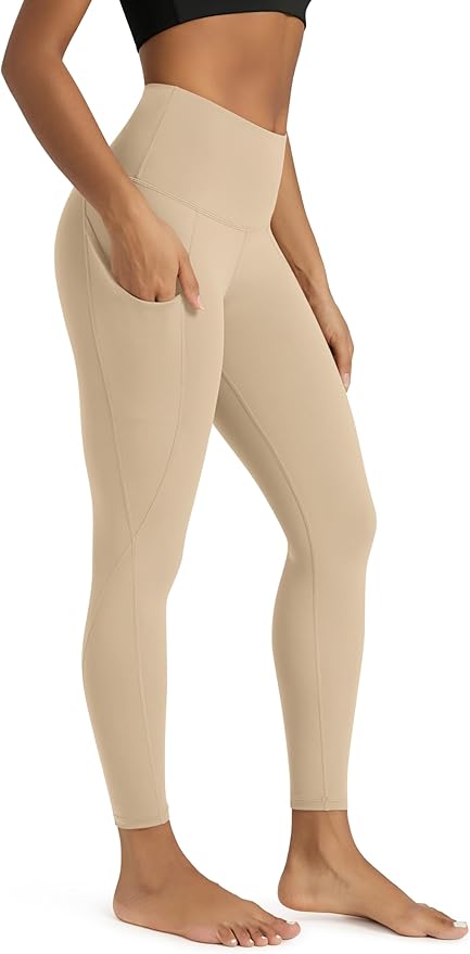 ODODOS Women's High Waisted Yoga Leggings with Pockets, Tummy Control Non See Through Workout Athletic Running Yoga Pants