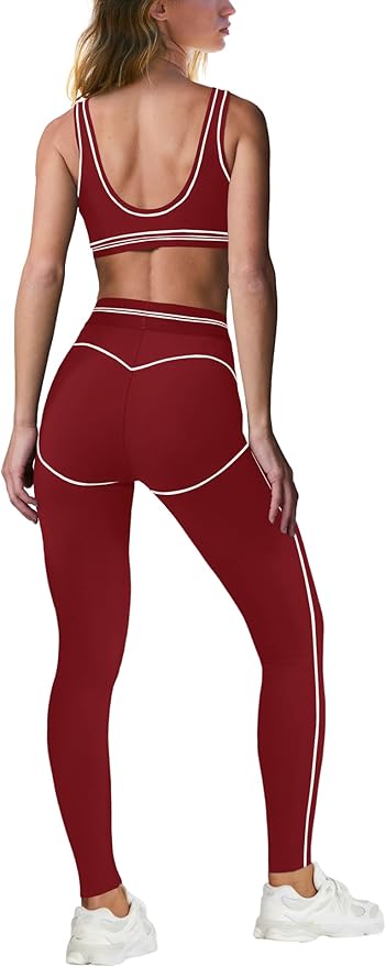 Nirovien Womens 2 Piece Workout Sets Athletic Yoga Sets Pilates Gym Outfits Butt Lifting Leggings and Sports Bra