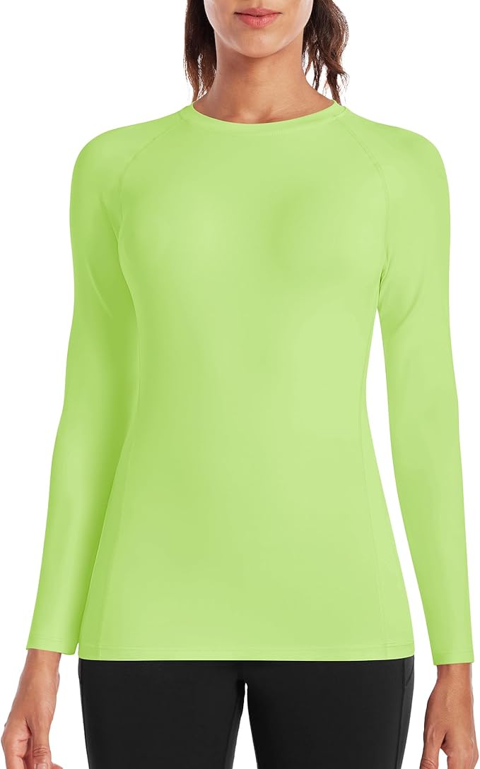 Runhit Women's Long Sleeve Compression Shirt Workout Tops Athletic Base Layer Gym Yoga Running Sports Gear Quick Dry UPF 50+
