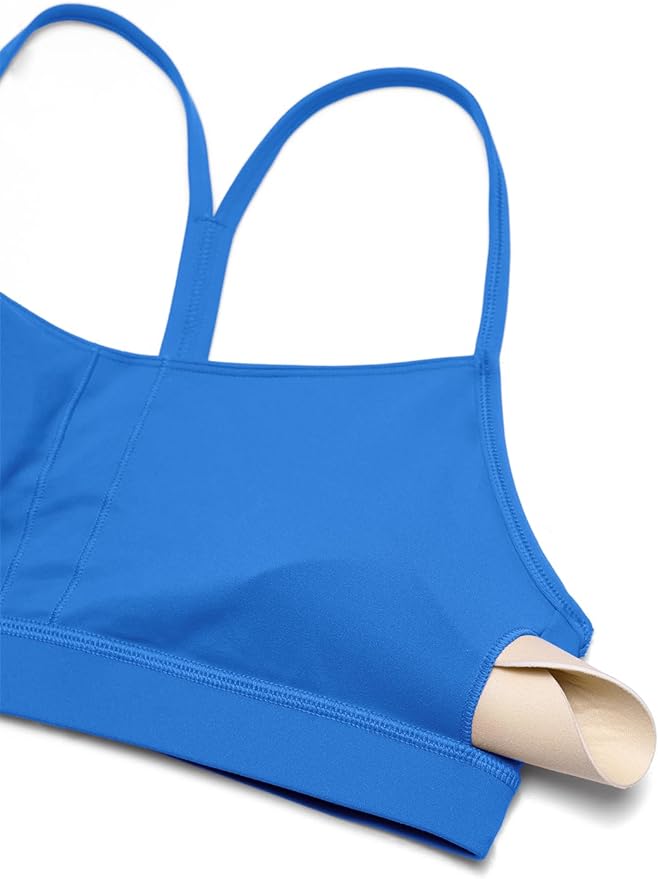 CRZ YOGA Butterluxe Y Back Sports Bras for Women - Padded Racerback Low Impact Spaghetti Thin Strap Workout Yoga Top