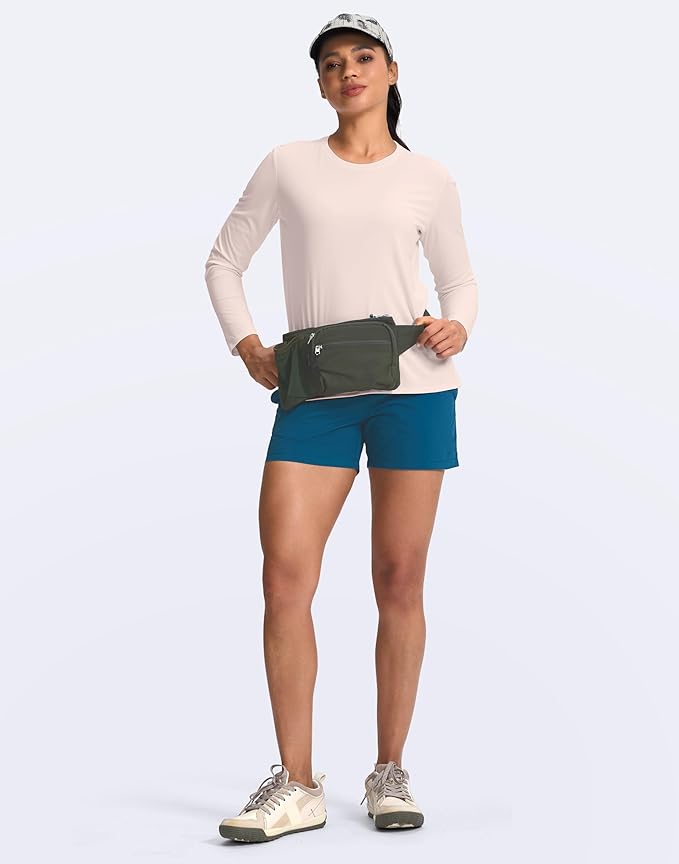 SANTINY Women's Lightweight Long Sleeve Workout Tops Split Back Gym Running Hiking Athletic Shirt Quick Dry UPF 50+ Sun Shirt