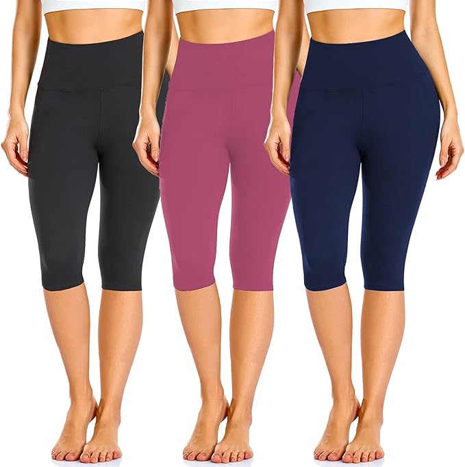 FULLSOFT 3 Pack Leggings for Women High Waisted Soft Black Yoga Pants for Workout Athletic Running Reg & Plus Size