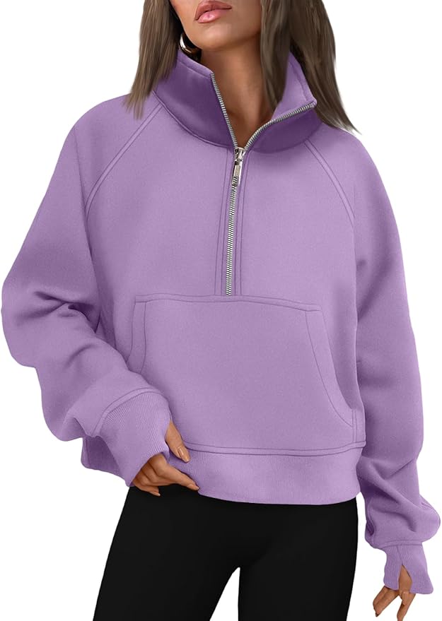 AUTOMET Womens Sweatshirts Half Zip Cropped Pullover Fleece Quarter Zipper Hoodies 2026 Fall Fashion Outfits Clothes
