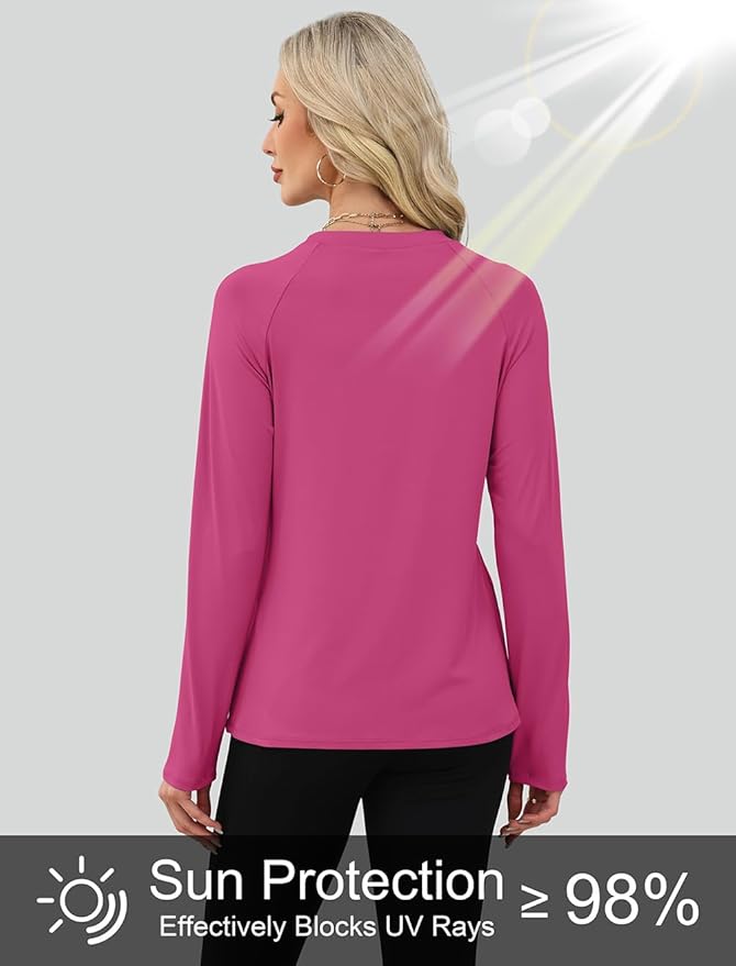 WIHOLL Workout Tops for Women Long Sleeve Sun Shirt UPF 50+ UV Protection Running Hiking Clothes Quick Dry Athletic Tops