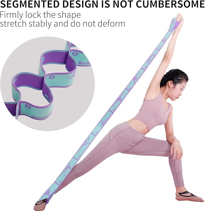 9 Loops Elastic Yoga Strap - Adjustable Stretching Band for Physical Therapy, Dance, Pilates & Gymnastics, Multi-Loop Exercise Band for Flexibility, Home Workout