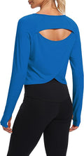 Bestisun Long Sleeve Workout Running Shirts Athletic Yoga Gym Crop Tops for Women