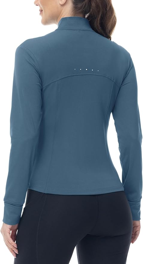 BGOWATU Women's Workout Athletic Jacket Full Zip Running Jackets Gym Yoga Track Tops with Pockets Thumb Hole