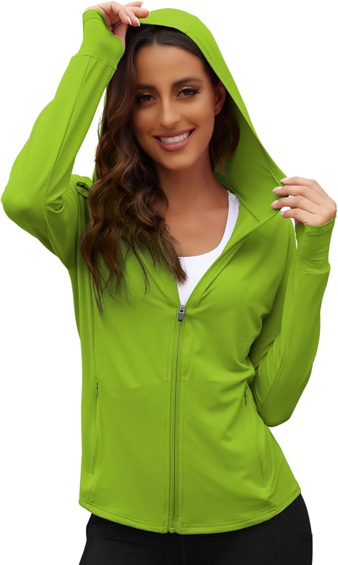We1Fit Women's UPF 50+ Sun Protection Jacket Hoodie Sun Shirts Hiking Running Athletic Shirt