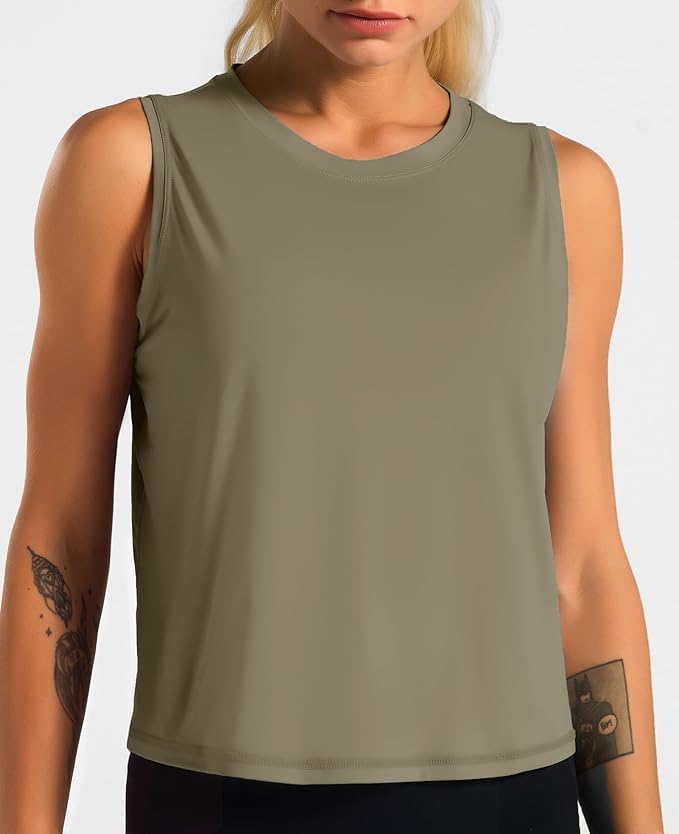Dragon Fit Womens Ice Silk Workout Tank Tops Sleeveless Cropped Yoga Shirt for Running Gym Summer