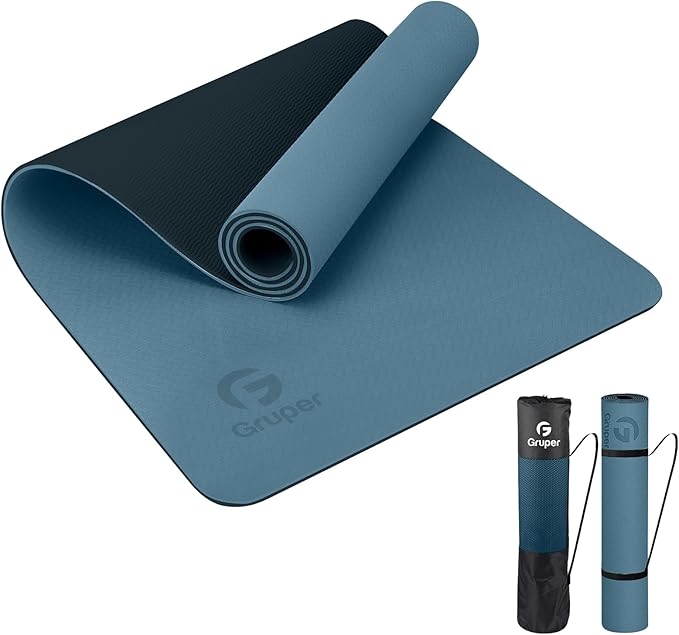 Gruper Yoga Mat Non Slip, Eco Friendly Fitness Exercise Mat with Carrying Strap,Pro Yoga Mats for Women,Workout Mats for Home, Pilates and Floor Exercises