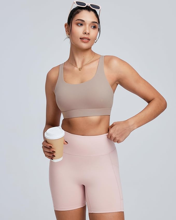 RUNNING GIRL Sports Bra for Women High Support, Molded Cup High Impact Sports Bras with Sewn in Pads Workout Running Bra
