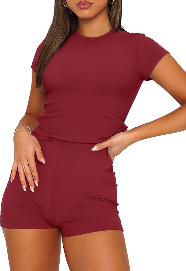 SAMPEEL Womens Two Piece Lounge Sets Casual Summer Outfits 2 Piece Short Matching Clothing Set