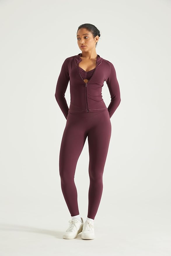 AUROLA Influence Athletic Workout Jacket for Women, Lightweight Slim Fit Full Zip Running Yoga Sports Jacket with Thumb Holes