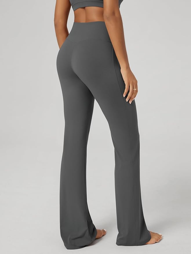 ODODOS Women's Powerful Tummy Control Flared Yoga Pants 2.0 High Waist Workout Bootcut Leggings with Inner Pocket- 29" / 31"