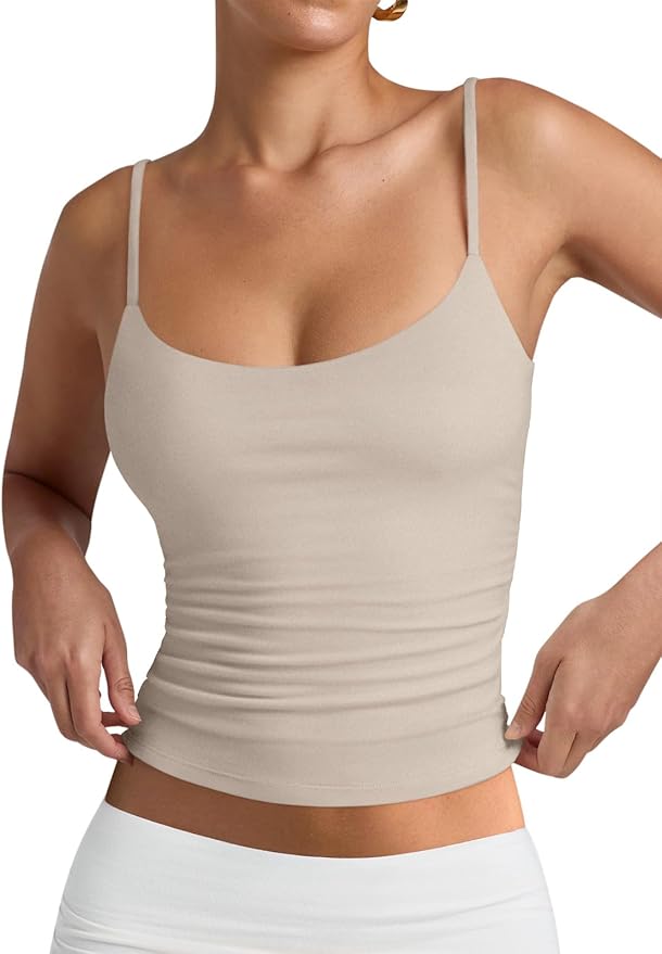 PINKMSTYLE Women's Basic Double Lined Scoop Neck Tank Tops Adjustable Cami Tank Summer Sleeveless Tops