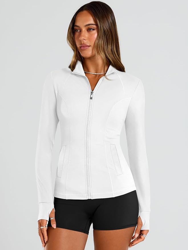 Trendy Queen Womens Lightweight Zip Up Jackets 2026 Athletic Workout Hoodies Spring Shirt Fitted Gym Clothes with Pocket