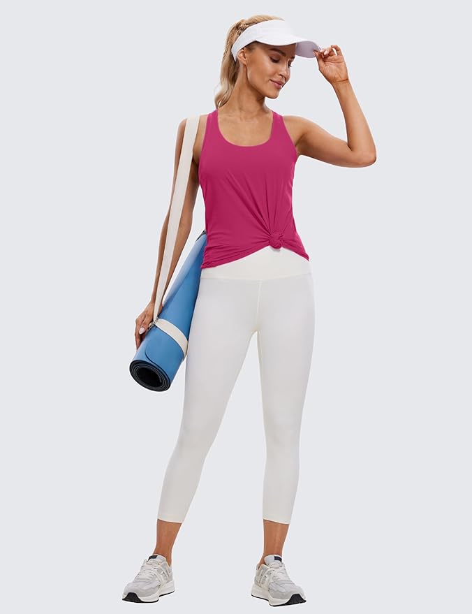 CRZ YOGA Pima Cotton Racerback Tank Tops for Women - Workout Athletic Casual Soft Scoop Neck Sleeveless Shirts