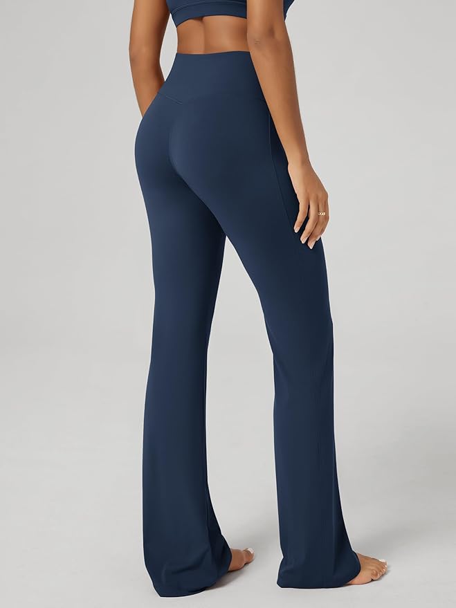 ODODOS Women's Powerful Tummy Control Flared Yoga Pants 2.0 High Waist Workout Bootcut Leggings with Inner Pocket- 29" / 31"