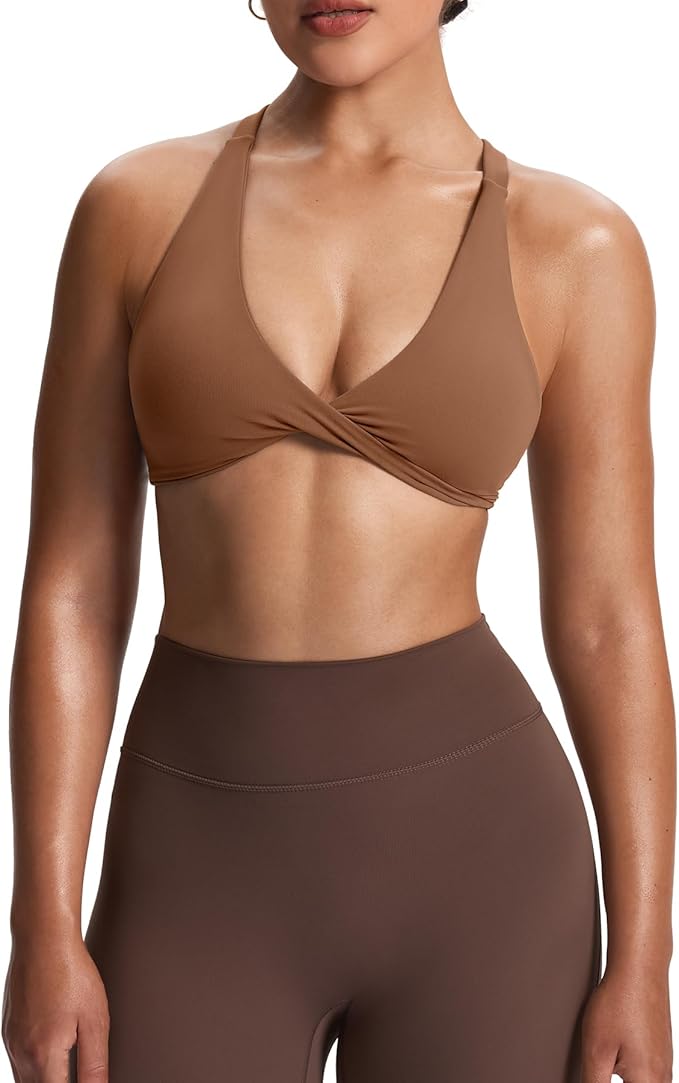 Aoxjox Women's Workout Sports Bras Fitness Satara Low Impact Bra Yoga Crop Tank