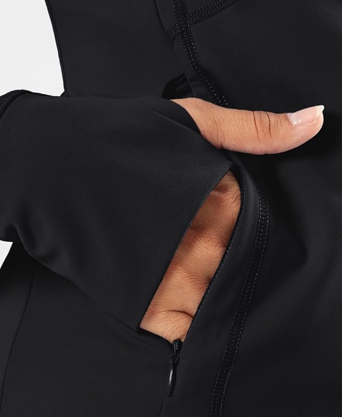 Waitfairy Zip Up Jackets for Women Yoga Gym Top Running Workout Jackets for Woman Track Jacket Women with Thumb Holes