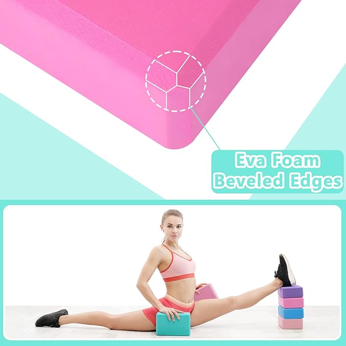Honoson 20 Pcs Yoga Blocks Bulk 9''x6''x3'' High Density EVA Foam Blocks for Exercise Pilates Meditation, Lightweight Non-slip Surface, Improve Strength Balance Flexibility