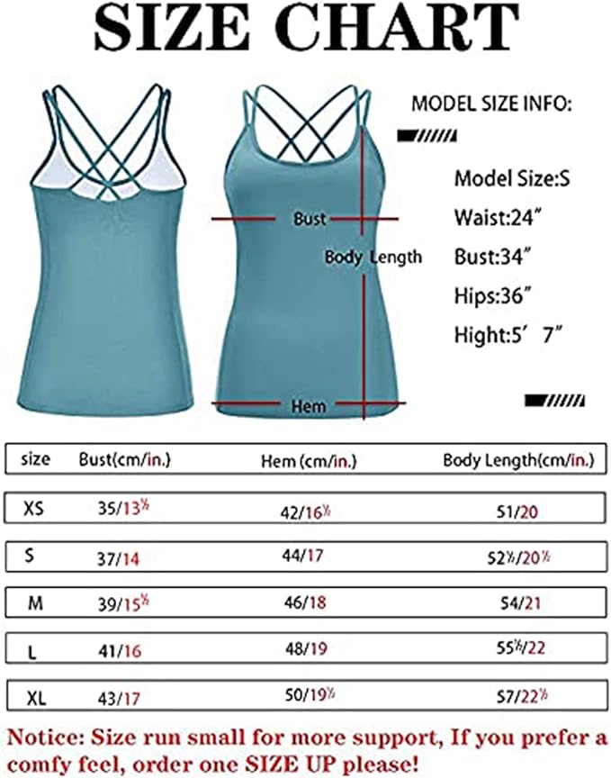 RUNNING GIRL Yoga Tank Tops for Women Built in Shelf Bra B/C Cups Strappy Back Activewear Workout Compression Tops