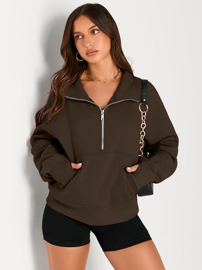 AUTOMET Womens Sweatshirts Half Zip Cropped Pullover Fleece Quarter Zipper Hoodies 2026 Fall Fashion Outfits Clothes