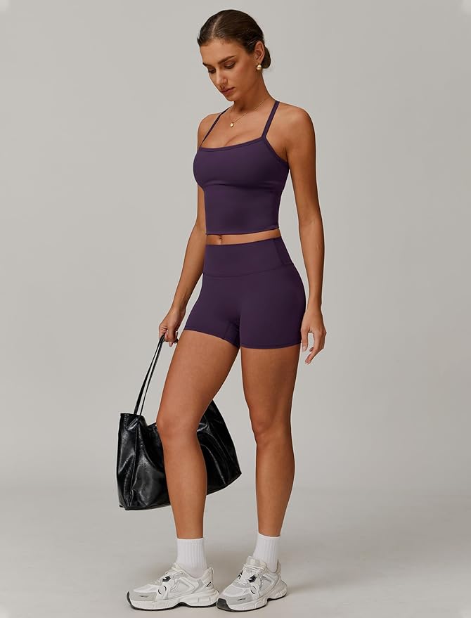 QBGJTD Two Piece Workout Sets For Women Tank Top Matching High Waist Booty Lifting Shorts Gym Yoga Active Wear Outfits