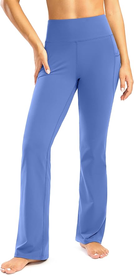 28"/30"/32"/34" Inseam Women's Bootcut Yoga Pants Long Bootleg High-Waisted Flare Pants with Pockets