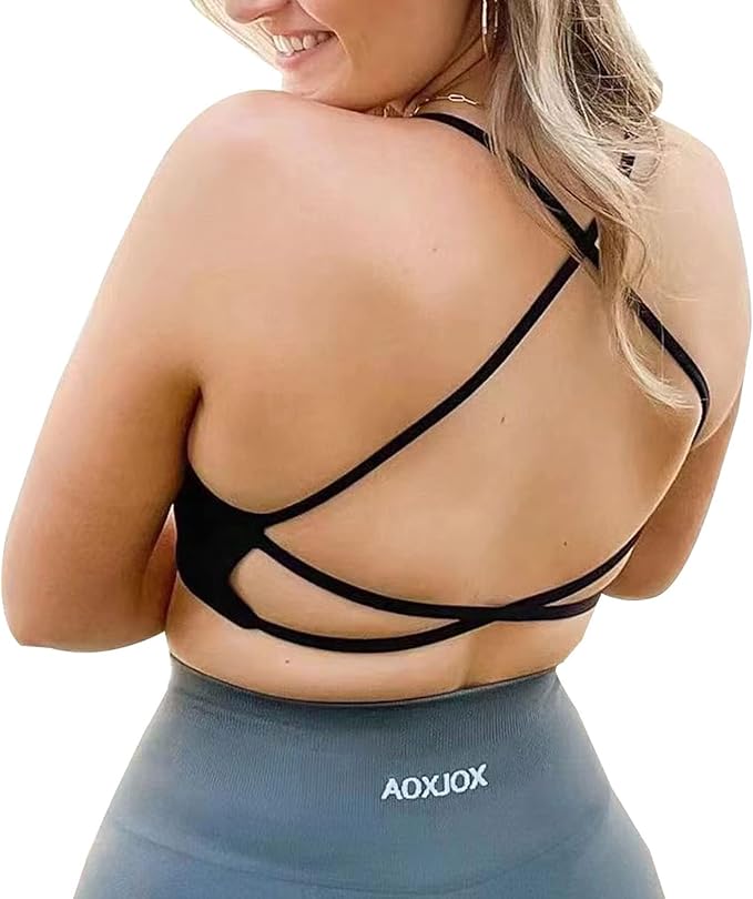 Aoxjox Women's Workout Sports Bras Fitness Trinity Ivy Low Impact Bra Yoga Crop Tank