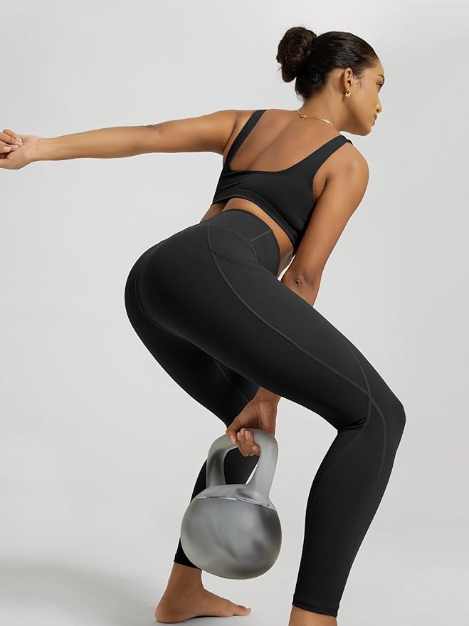 ODODOS Women's High Waisted Yoga Leggings with Pockets, Tummy Control Non See Through Workout Athletic Running Yoga Pants
