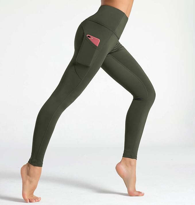 Dragon Fit High Waist Yoga Leggings with 3 Pockets,Tummy Control Workout Running 4 Way Stretch Yoga Pants