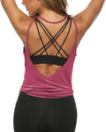 LEXISLOVE Womens Workout Shirts Sexy Open Back Activewear Workout Clothes Sports Yoga Tank Tops