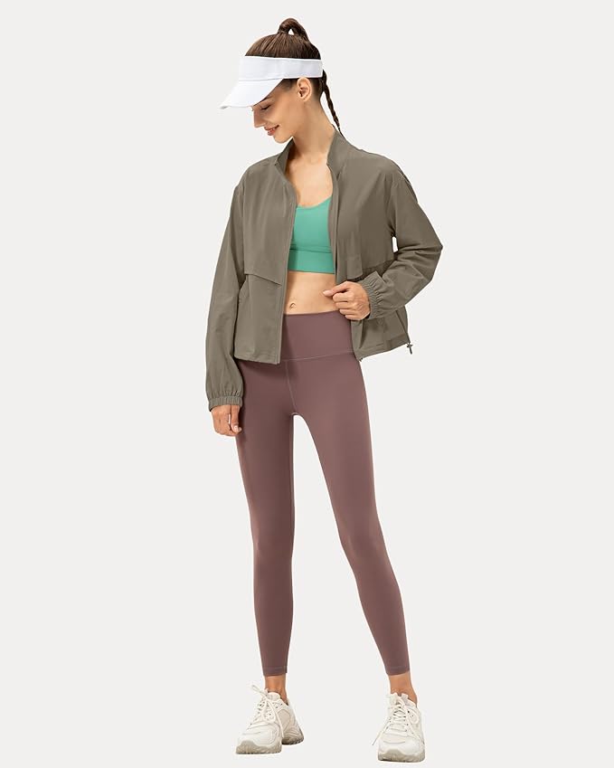 Locachy Women's Lightweight Zip Up Athletic Jacket Stand Collar Windproof Sun Protection Workout Outdoor Jacket