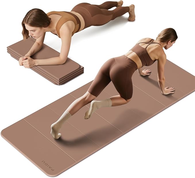 PAIDU Foldable Fitness Yoga Mat | 2/5" (10MM) Extra Thick | SGS Certified Non-Slip TPE | 75x26" Extra Long-Wide | Portable & Easy Store | for Yoga, Pilates, Home Gym & Full-Body Workouts