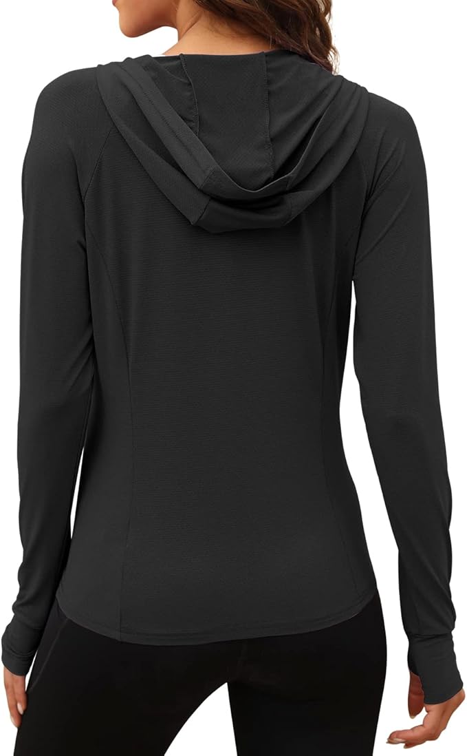 We1Fit Women's UPF 50+ Sun Protection Jacket Hoodie Sun Shirts Hiking Running Athletic Shirt