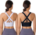 Evercute Sports Bras for Women Padded Medium Support Criss Cross Strappy Bra Seamless High Impact Yoga Exercise Athletic Bras