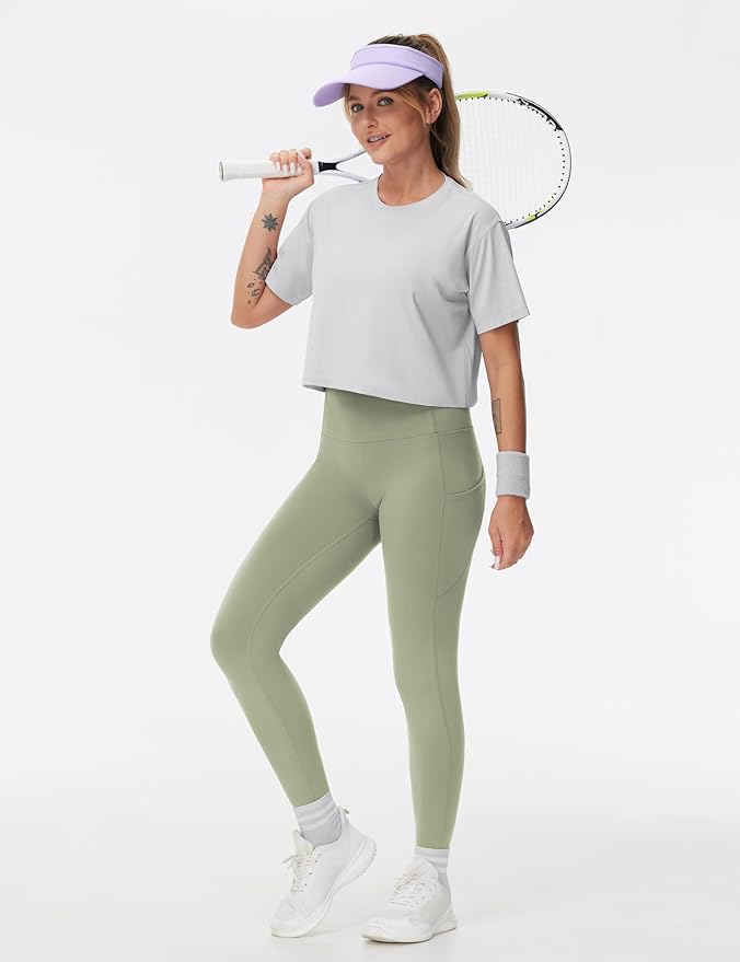 THE GYM PEOPLE Thick High Waist Yoga Pants with Pockets, Tummy Control Workout Running Yoga Leggings for Women