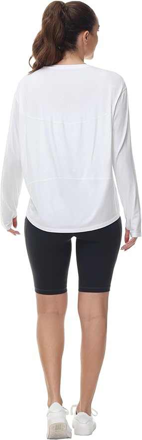 THE GYM PEOPLE Women's Long Sleeve Workout Shirts Back Loose Fit Running Tee Tops with Thumb Hole
