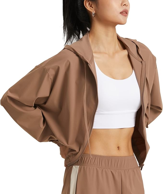 altiland Women's UPF 50+ Sun Protection Cropped Jackets Zip Up Cooling Shirt Athletic Workout Running Hoodie