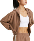 altiland Women's UPF 50+ Sun Protection Cropped Jackets Zip Up Cooling Shirt Athletic Workout Running Hoodie