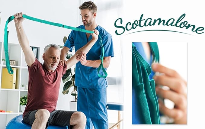 Scotamalone Stretching Strap Yoga Strap Physical Therapy for Home Workout, Exercise, Pilates and Gymnastics, 10 Loops Non-Elastic Stretch Bands with Aesthetic Packaging for Women & Men