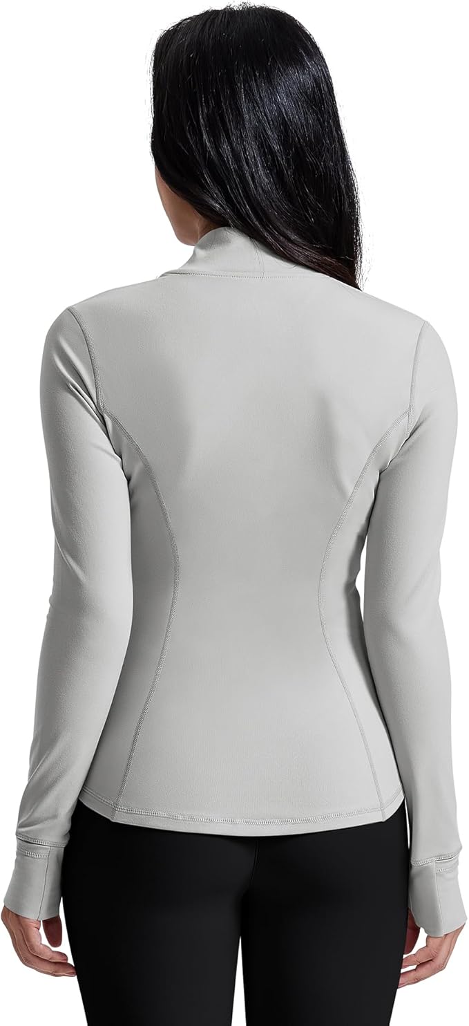 AVGO Womens Running Jackets Lightweight Slim Fit Workout Jacket Zip Up Athletic Track Gym Tops with Pockets & Thumb holes