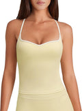 OMKAGI Sports Bras for Women Cute Sweetheart Neck Workout Tank Tops Open Back Yoga Bra Top