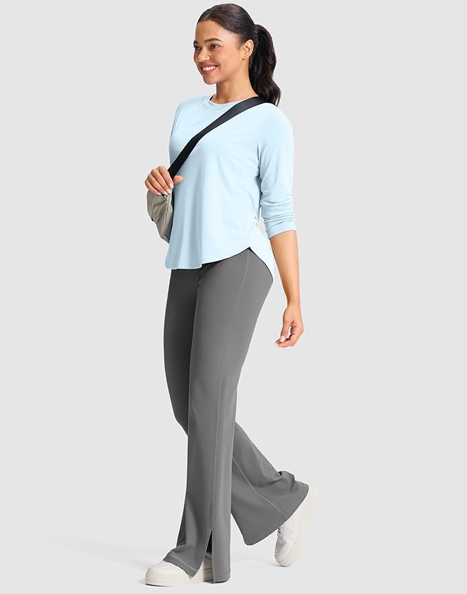 SANTINY Lightweight Long Sleeve Workout Tops for Women Breathable Gym Yoga Athletic Running Hiking Top UPF 50+ Sun Shirts