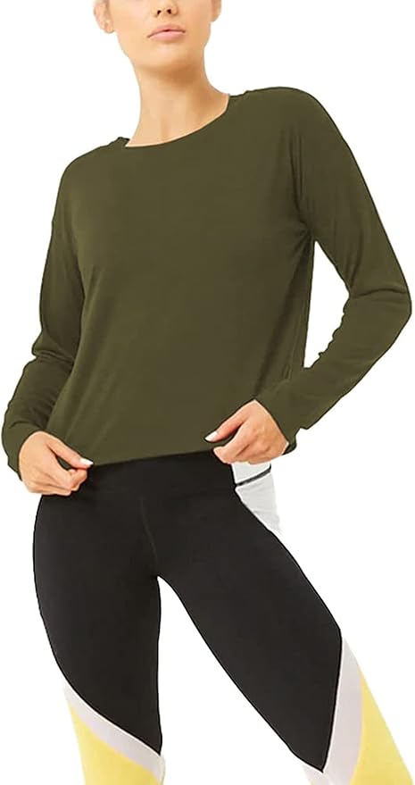 Bestisun Long Sleeve Workout Shirts Yoga Dance Tops Open Back Athletic Clothes for Women