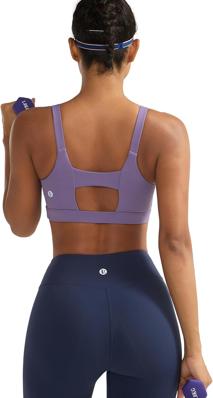 RUNNING GIRL Sports Bra for Women High Support, Molded Cup High Impact Sports Bras with Sewn in Pads